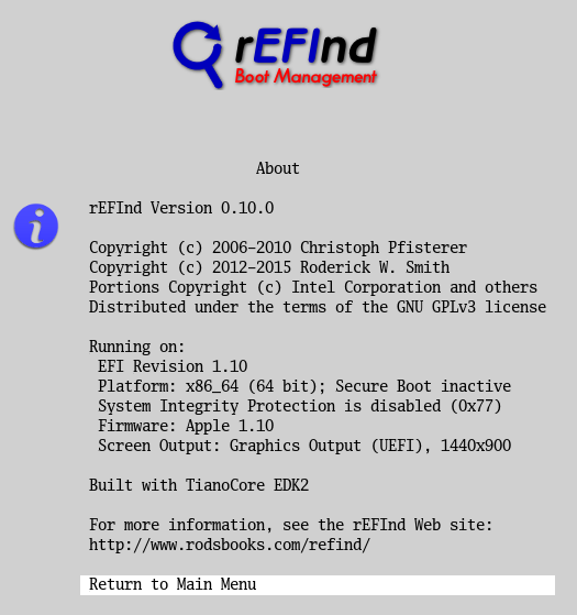 rEFInd presents a graphical menu for selecting your
    boot OS.
