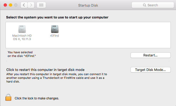 Startup Disk may enable you to reset rEFInd to being
    the default boot program.